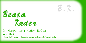 beata kader business card